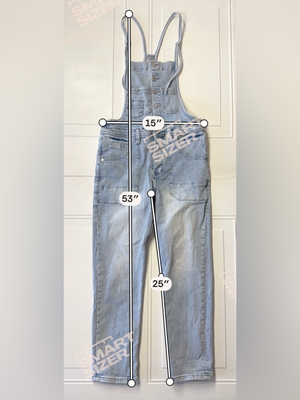 Kancan Women’s Sz S Light Wash Blue Denim Overalls Jumpsuit - Picture 3 of 6